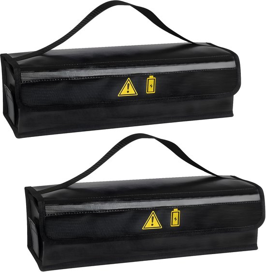 Brandveilige E-bike Accu Tas - 49 x 15 x 15 cm - Vuurvaste & Explosiebestendige Batterij Tas - Voor Veilig Opladen en Opslag van Elektrische Fiets Accu's - Zwart van Merkloos
