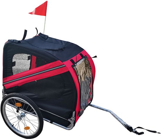 BRASQ Hondenfietskar - Rood/Zwart - Tot 40kg - Opvouwbaar met Reflectoren van BRASQ