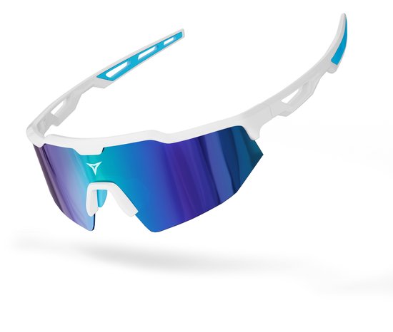 Breaking Limits Polariserende Sport Zonnebril - Fietsbril & Hardloopbril - UV400 Bescherming - Ultralicht - Blauw/wit van Merkloos