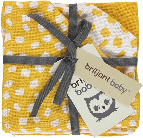 Briljant Baby - Monddoekjes Hydrofiel Flocks - 3 Stuks - 30x30 - Geel van Briljant