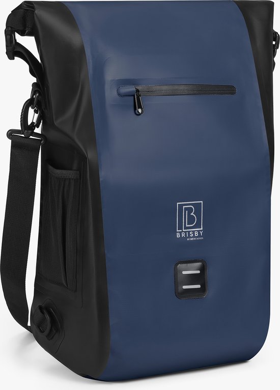 Brisby 20-26 Liter 3 in 1 Waterdichte Rolltop Fietstas - Rugtas - Schoudertas - Ook Voor Elektrische Fiets - Blauw van Brisby