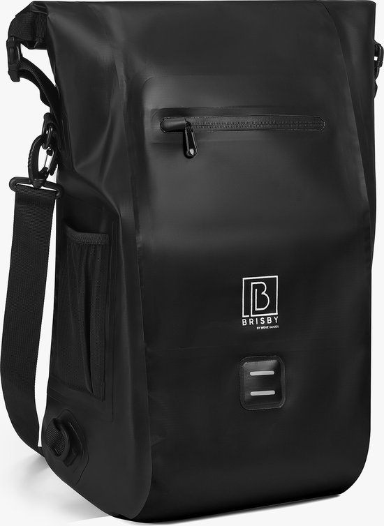 Brisby 20-26 Liter 3 in 1 Waterdichte Rolltop Fietstas - Rugtas - Schoudertas - Ook Voor Elektrische Fiets - Zwart