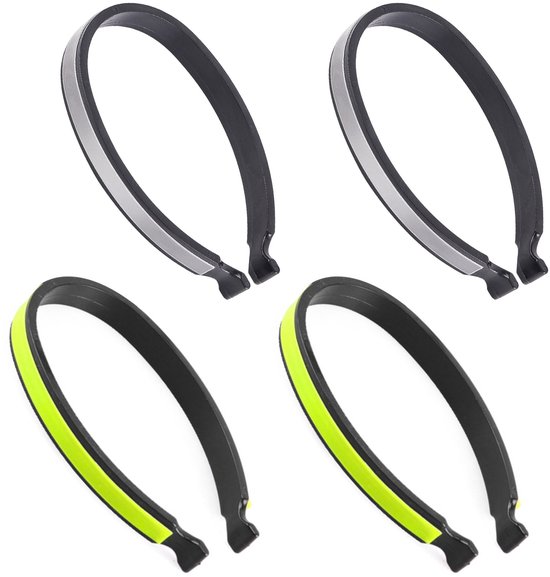 Broekklemmen - 2 Paar - Reflecterende Fietsbroekclip - Broekklem voor op de Fiets - Geschikt Voorkomt dat Wind, Stof en Insecten in de Broekspijpen Komen - Geschikt Voor Fietsen in het Donker, Wandelen - broekclips Groen & Grijs