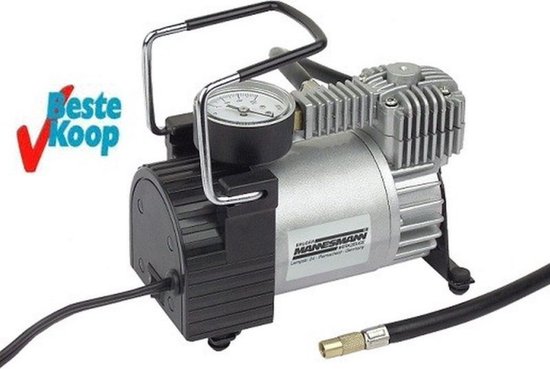 Brüder Mannesmann 01790 Compacte Compressor - 10 Bar - 12 Volt - in handige draagzak - Manometer - 2 jaar garantie