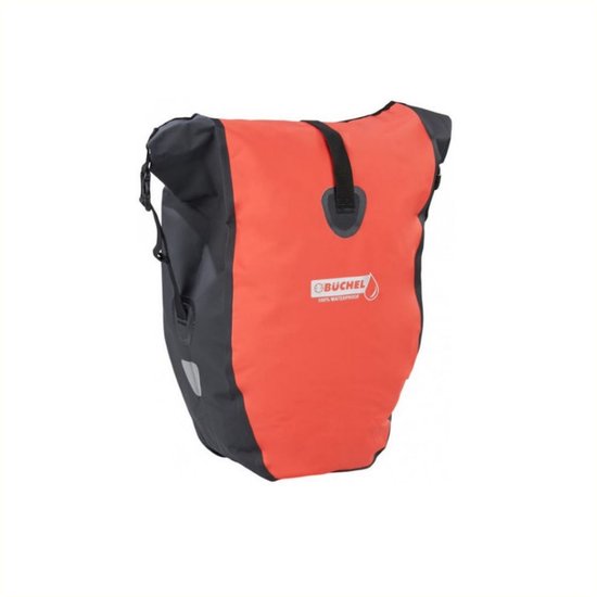 Büchel Luxe Pakaftas / Enkele fietstas - 100% Waterdicht - Met Schouderband - Luxe Pakaf-Systeem - 25,4 Liter - Rood / Zwart van Büchel