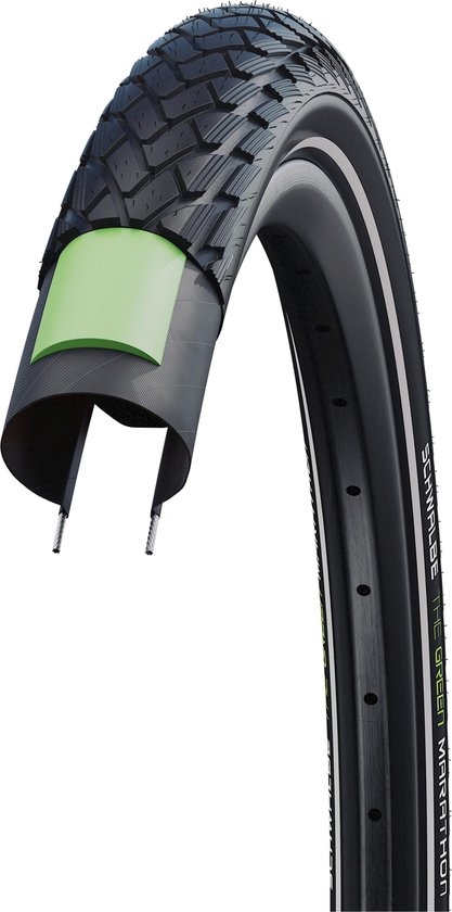 Buitenband Schwalbe Green Marathon GreenGuard 28 x 1.10" / 28-622mm - zwart met reflectie van Merkloos