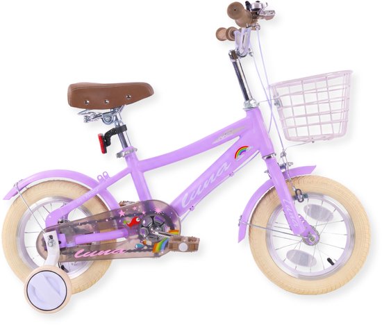 Buxibo - Kinderfiets voor Meisjes - Luna - 12 Inch - Paars van Buxibo