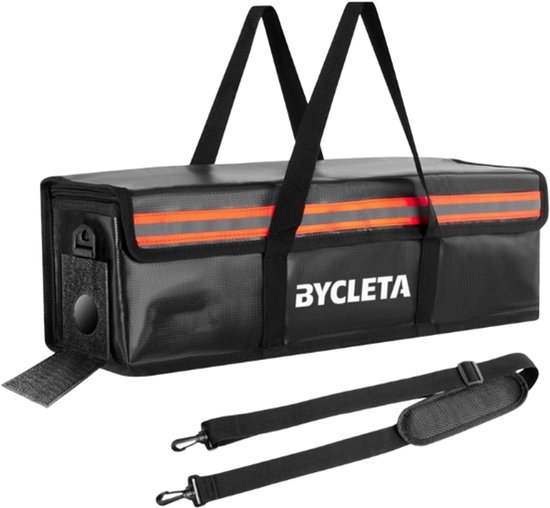 Bycleta Fatbike / Ebike Accutas – Waterdicht & Vuurvast tot 1400°C - Batterijtas fatbike - accu tas - 8 laags bescherming – 50×14×16cm - met laadgat - geschikt voor ouxi / qmwheel / engwe / v20 accus en meer van Merkloos