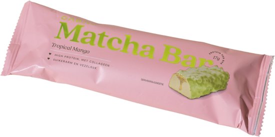 Cabau - Matcha Protein Bars - Eiwitreep - Tropical Mango - 1 Stuks - 17g Proteïne per Reep - Collageen, Vezelrijk & Suikerarm