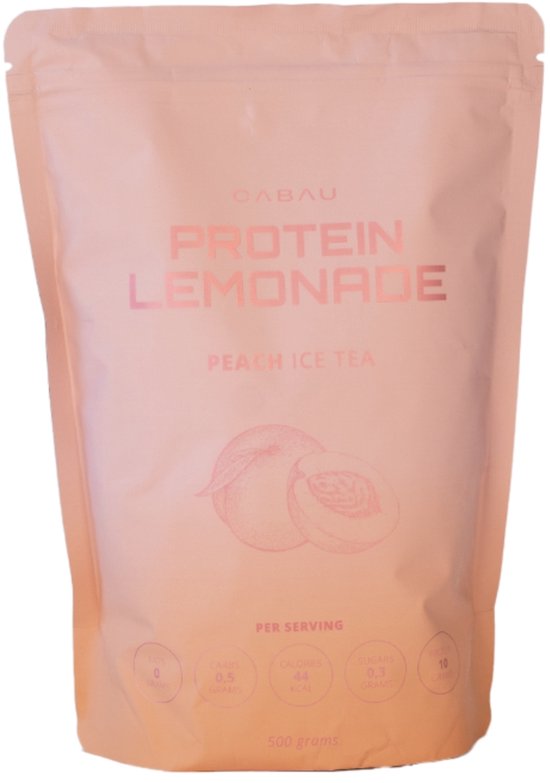 Cabau Protein Lemonade - Peach Ice Tea - Eiwitrijk & Suikerarm - Licht & Verfrissend van smaak - 38 drankjes - Hét zomerdrankje van 2024 van Cabau