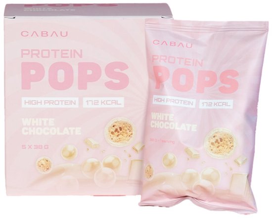 Cabau Protein Pops - White Chocolate - Chocolade balletjes - Luchtig & Crunchy - 10 gram eiwit per portie - 5 zakjes - Laag in calorieën - Eiwitsnack - Eiwitrijk tussendoortje - Voor thuis, onderweg of op werk van Merkloos