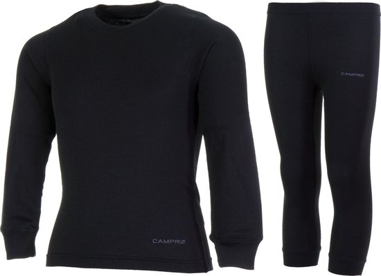 Campri - Thermoset shirt + broek - Unisex Black (010) - maat 140