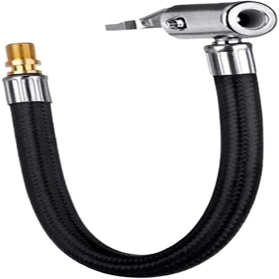 carmdering - Luchtpomp Verlengslang 20 cm - Luchtslang voor bandenpomp - flexibel rubber - metalen koppeling - Slang voor Autobanden en Fietsen