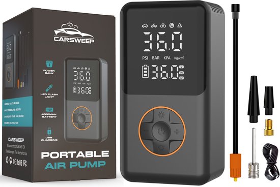 Carsweep® Bandenpomp - Elektrische Bandenpomp - Compressor 10.8 Bar - Luchtcompressor - Auto bandenpomp