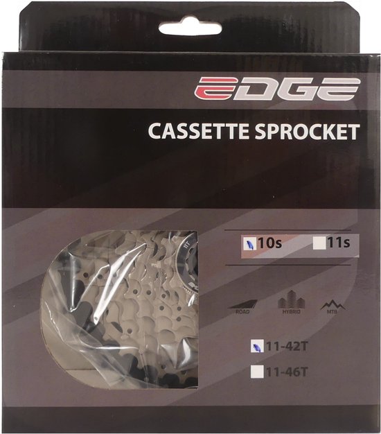 Cassette 10 speed Edge CSM6010 11-42T - zilver/zwart van Merkloos