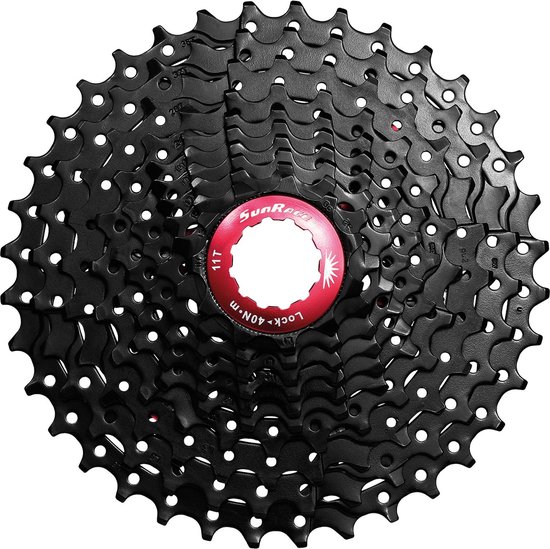 Cassette 10 speed Sunrace CSMX0 11-36T - zwart/rood van Merkloos