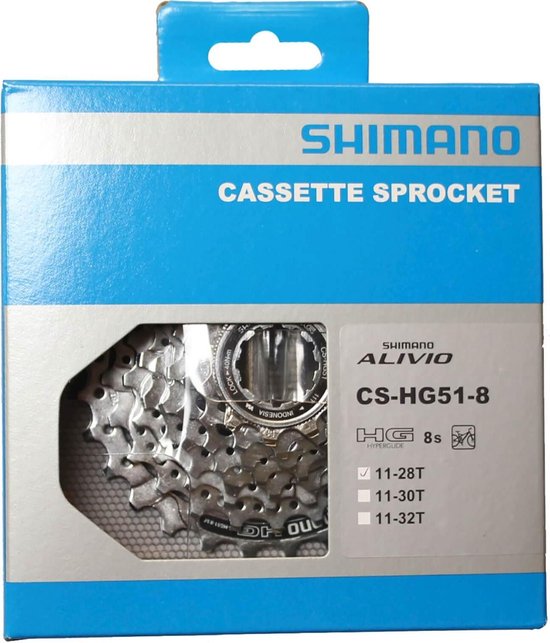 Cassette 8 speed Shimano Alivio HG51 11-28T van Merkloos
