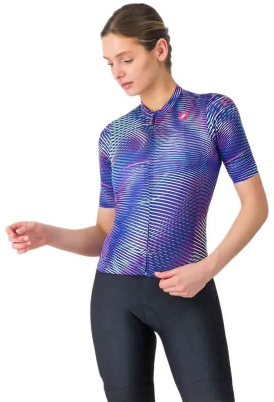 Castelli Cosmic Korte Mouw Wielertrui Blauw L Vrouw