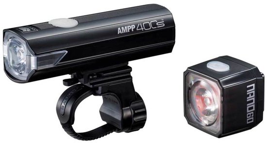 Cateye Ampp400s + Nano60 Lichtset - Verlichting Fiets - Lumens: 400/60 - USB Oplaadbaar - Zwart