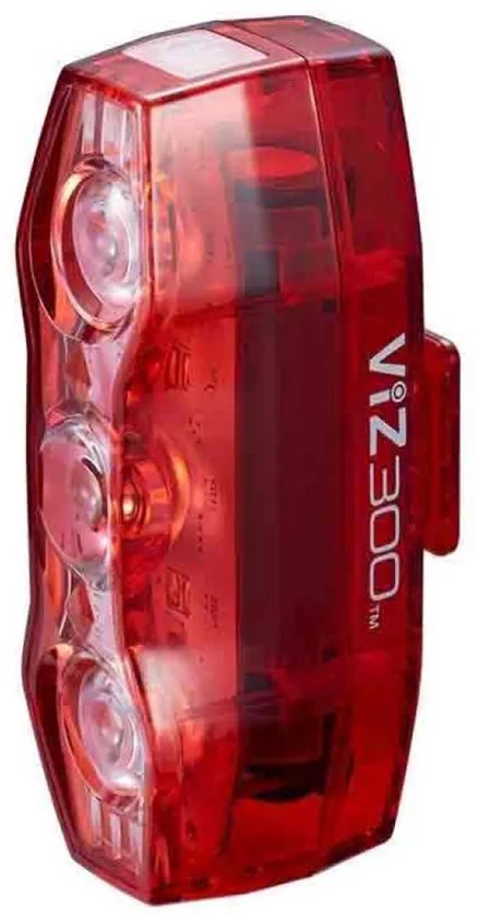 Cateye Viz300 Achterlicht - Lumens: 300 - USB Oplaadbaar - 300 Graden Zichtbaarheid - OptiCube Lenstechnologie - Rood