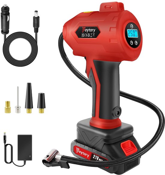 Cellista Digitale Bandenpomp 12 Bar - Accu Luchtcompressor Auto - Draadloze Luchtpomp - Bandeninflator - 50L/min - Auto Motor Fiets E-Bike