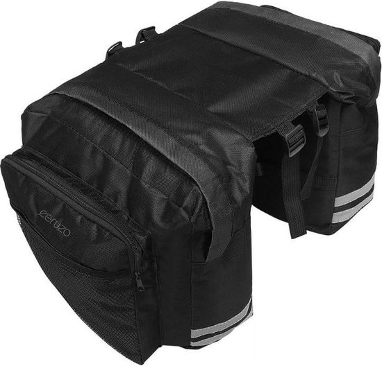 Ceruzo Dubbele Fietstas - 20 Liter - Bicycle Bag - Waterafstotend- Compact- Sportief -Zwart van Ceruzo