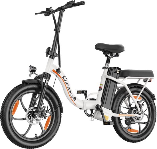 CHEEVALRY C16-1 Opvouwbare Elektrische Fiets – 48V 16Ah – Tot 50 km Bereik – 250W – 20×3.0 Inch Fat Tires – Shimano 7 Versnellingen – WIT van Merkloos