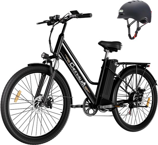 Cheevalry c26 pro Elektrische fiets - Actieradius 100km - Verwijderbare batterij 36V20Ah - Motor 250W - Shimano 7 versnellingen - schijfrem - 26 Inch City Commuter EBike - zwart van Merkloos