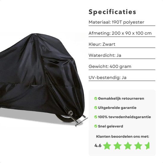 Cheqo® Fietshoes - Motorhoes - Waterdicht - Beschermhoes 200x90x100 cm - Polyester - UV Bestendig - Ook voor Elektrische Fiets van Cheqo