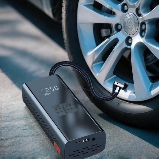 CHIWIN Elektrische Luchtpomp – met LED Verlichting en LCD Display – Draagbare Compressor en Powerbank 6000mAh – Voor Auto Fiets Motor Band Ballen – Automatisch Stop – Compact en Krachtig van Chi