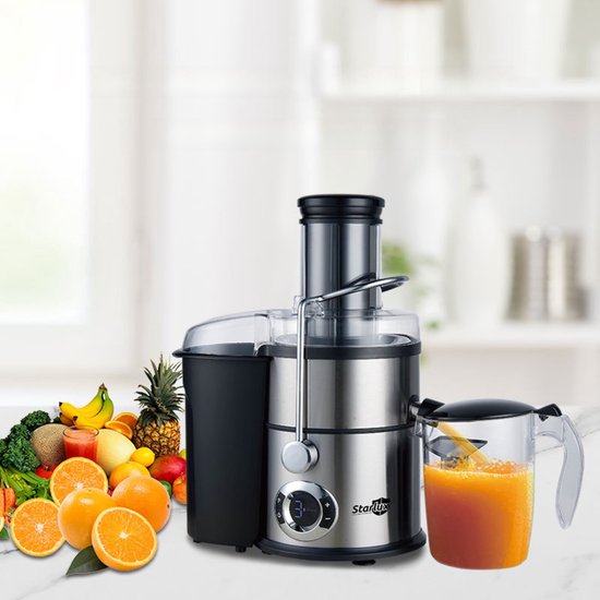 CHIWIN Sapcentrifuge 1L - Juicer voor Groenten en Fruit - Met Pulpcontainer & Sapbeker - Grote Vulopening (85mm) - Geen Snijden Nodig - 5 Snelheden - 900W - Oververhittingsbescherming - RVS - Afneembaar en Wasbaar Ontwerp van Chi