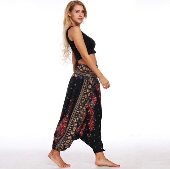 CHPN - Harembroek - Chillbroek - Chillpants - Harem broek - Rood/Zwart/Multicolor - Yogabroek - Baggy broek - Boho van CHPN