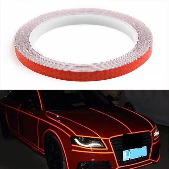 CHPN - Reflecterende tape - Refelectie tape - Reflector-Fietsstickers - Auto tape - Rood - Zichtbaarheid op de weg - Rood - 5meter van CHPN