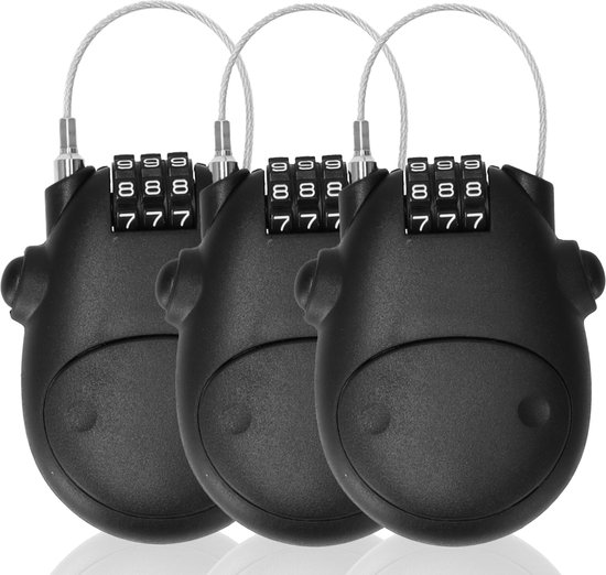 Cijferslot set van 3 - Snowboardslot en skislot - Weerbestendig hangslot met cijfercode - Voor Fiets, Ski’s en Bagage van GadgetBay