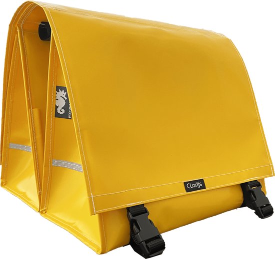 Clarijs fietstas dubbel XL PVC 46L met uitsparing geel van Clarijs