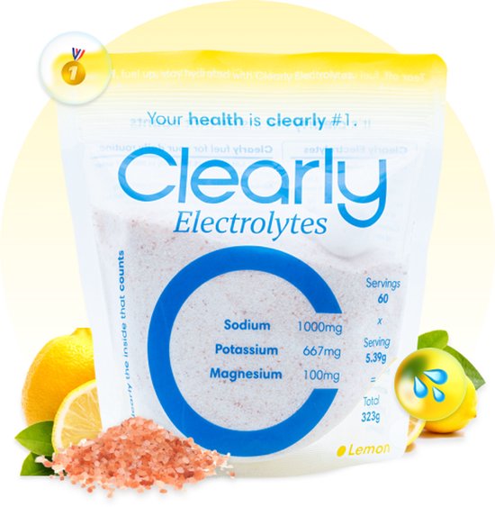 Clearly Electrolytes Citroen - Elektrolyten Poeder – 60 Porties Zonder Suiker – Sportdrank & Keto Hydratatie - Natrium 1000mg, Kalium 667mg, Magnesium 100mg van Merkloos