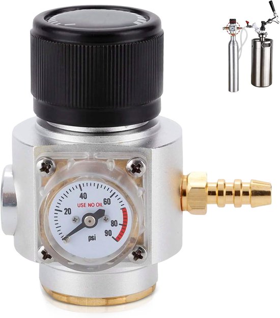 CO2-regulator 2 in 1 mini - TR21.4 - Drukmeter 0-90 psi - Voor gebruik in Europa - Ideaal voor sodastreamers