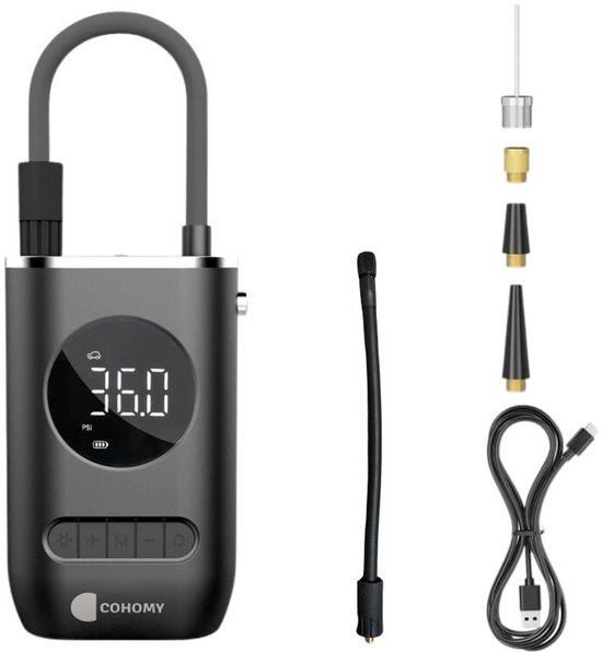 CoHomy - Elektrische Fietspomp - Bandenpomp Scooter Motor Auto - Draagbare luchtcompressor - Tot 10.8 bar - USB oplaadbaar van CoHomy