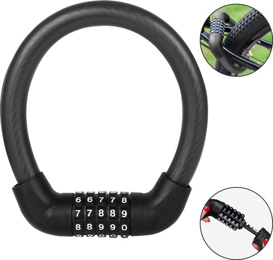 Colorful Sun® Fietsslot met cijferslot - Ø17,2mm / 40 cm - 1 stuk - Kabelslot Fiets - Fietssloten electrische fietsen - Cijferslot - Code Kabelslot - Cijfercombinatieslot - Slot met Code - Zwart van Colorful Sun®