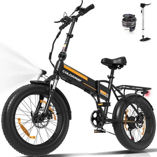 Colorway Elektrische Fiets BK10 - 20*4.0 Inch Fat Tire City Commuter EBike met Afneembare 36V 12Ah Lithium Batterij - Opvouwbaar Mountain E-Bike met 250W Motor - 7 Versnellingen - IP54 Waterdicht van Colorway
