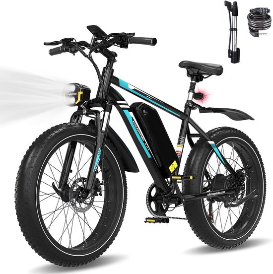 COLORWAY Elektrische Fiets BK15 - 26*4.0 Inch Mountain EBike met Afneembare 48V 15Ah Lithium Batterij - City Commuter E-Bike met 250W Motor - 7 Versnellingen - IP54 Waterdicht van Merkloos