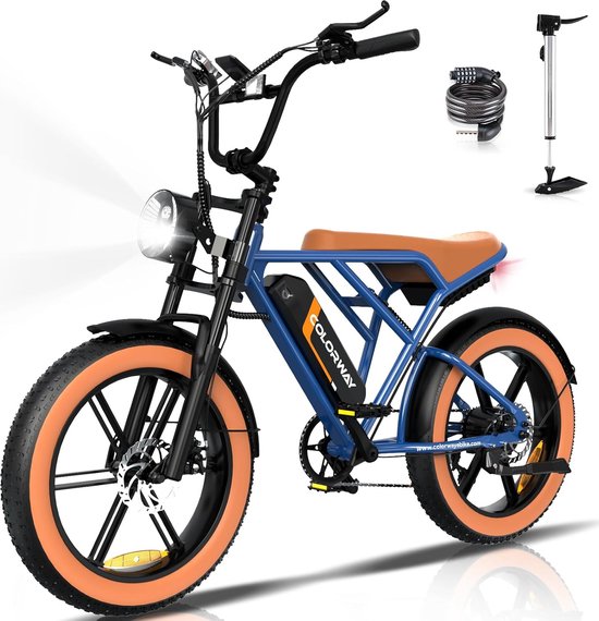 Colorway Elektrische Fiets BK29 - 20*4.0 Inch Fatbike - Mountain Snow EBike met Afneembare 48V 15Ah Lithium Batterij - City Commuter E-Bike met 250W Motor - 7 Versnellingen - IP54 Waterdicht van Colorway