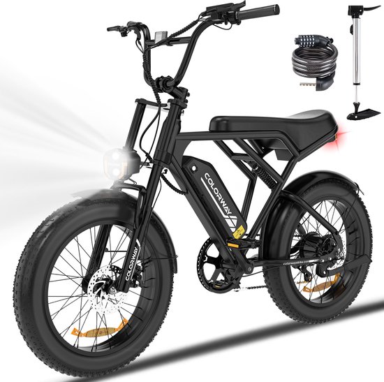 Colorway Elektrische Fiets BK29G - 20*4.0 Inch Fatbike - Mountain Snow EBike met Afneembare 36V 12Ah Lithium Batterij - City Commuter E-Bike - IP54 Waterdicht van Merkloos