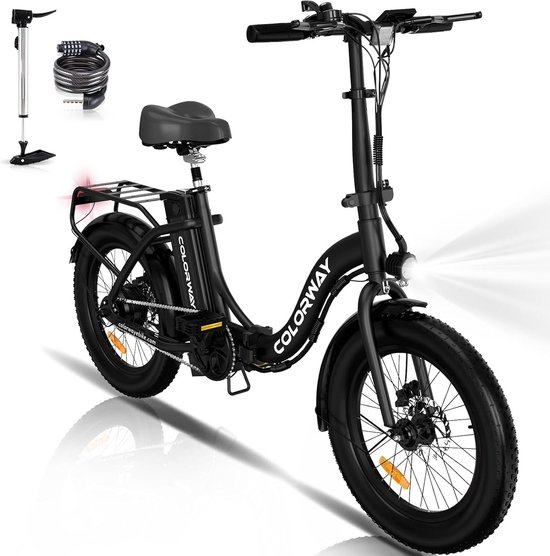 Colorway Elektrische Fiets BK6G - Trendy 20*3.0 Inch Fat Tire City Commuter EBike met Afneembare 36V 12Ah Lithium Batterij - Opvouwbaar Mountain E-Bike met 250W Motor - IP54 Waterdicht van Merkloos