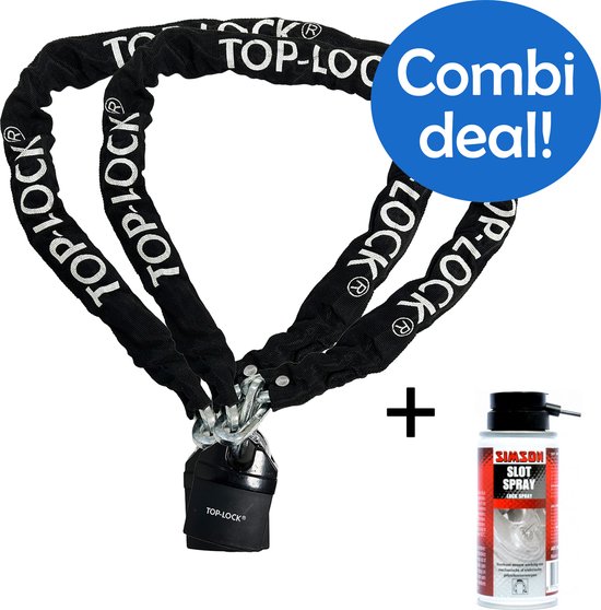 Combi Deal! - Maxxsloten Bundel - Top-Lock fietsslot 120cm 2x + Slotspray Simson 100ml van Top Lock