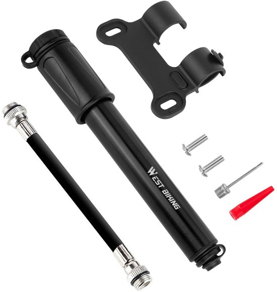 Compacte aluminium fietspomp met slang - lichtgewicht en draagbaar voor racefiets en MTB