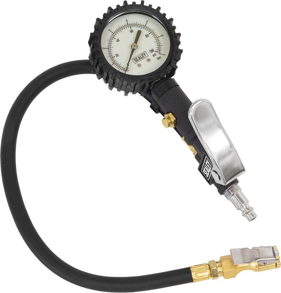 Compacte bandenpomp met drukmeter en clip-on connector - Ideaal voor auto en fiets