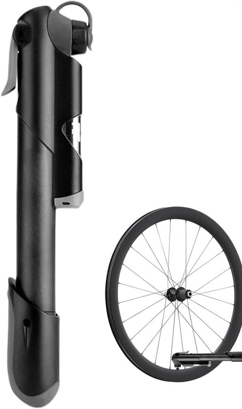 Compacte Fietspomp - Draagbare Pomp - Banden Oppompen - Geïntegreerde Drukmeter - 18 cm - Zilver