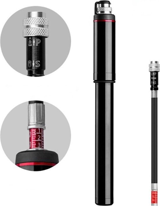 Compacte Fietspomp - Met Houder voor Frame - Klein - Fietspompen - Fietspompje - Ventiel - Slang - Racefiets - Zwart van Fietskwaliteit