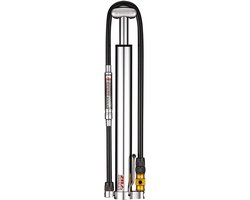 Compacte Vloerpomp - Mini Pomp - Fietsbanden Vullen - Met Drukmeter - 300mm Lengte - Zilver